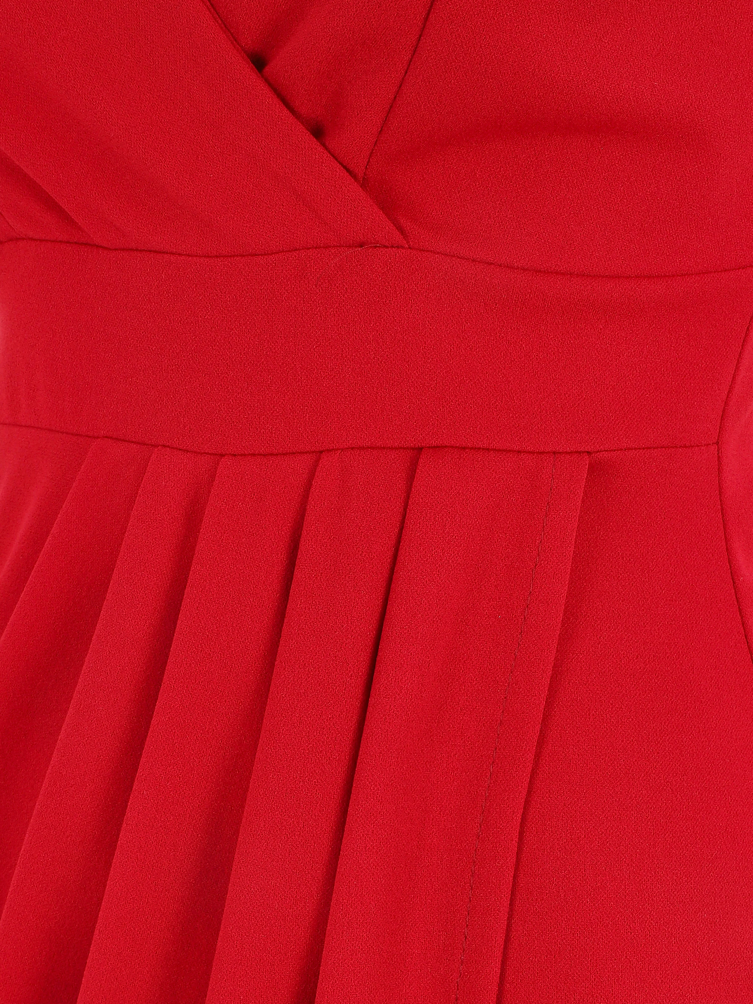 Robe portefeuille courte à bretelles - Framboise - Image 4