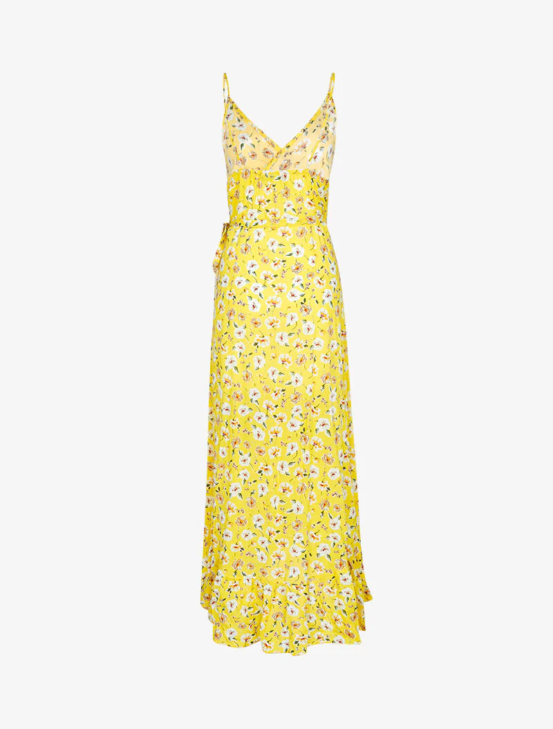 Robe portefeuille longue à imprimé champêtre - jaune - Image 2