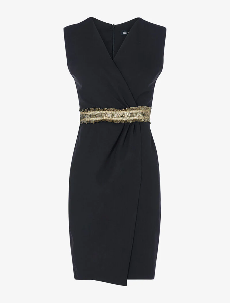 Robe portefeuille taille froncée - noir - Image 4