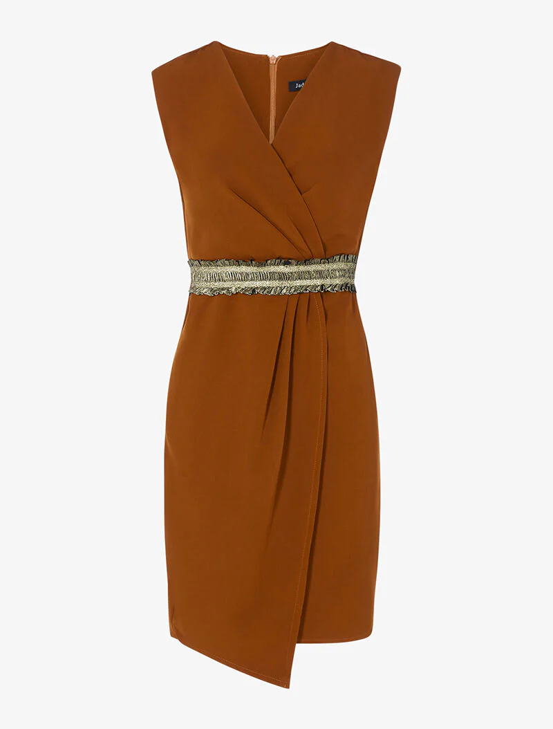 Robe portefeuille taille froncée - terre de sienne