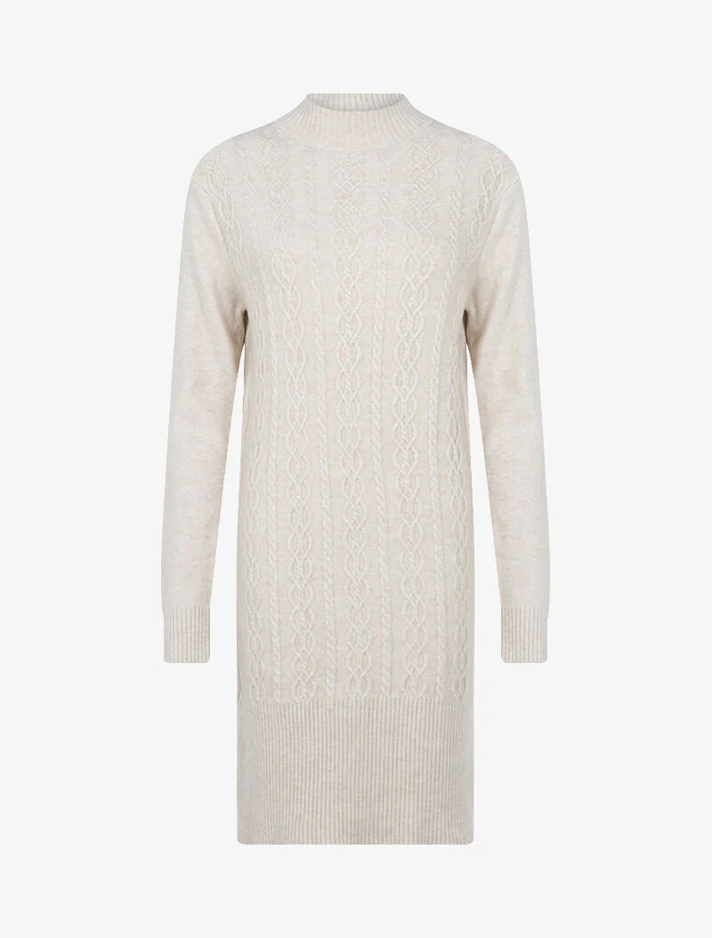 Robe pull à bandes entrelacées - beige