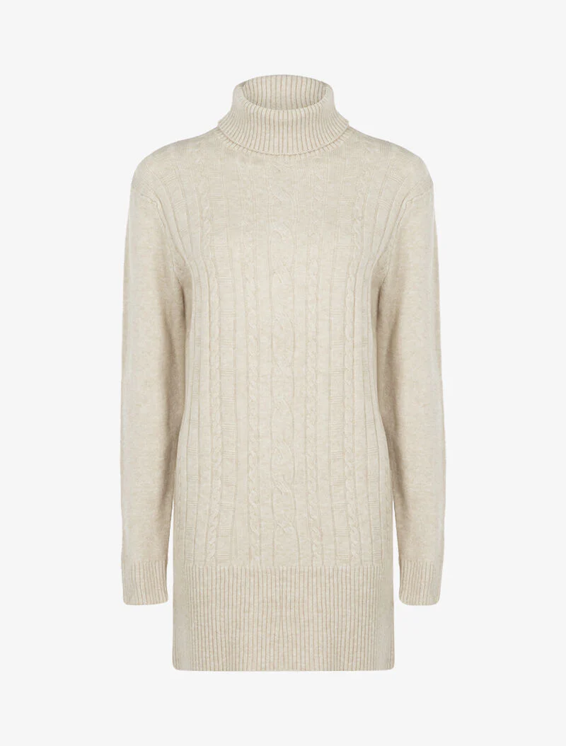 Robe pull à bandes texturées - beige - Image 2