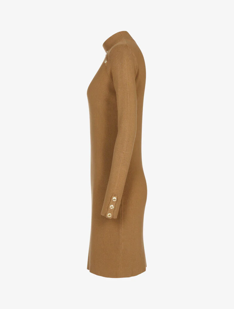 Robe pull à boutons contrastants - camel - Image 3