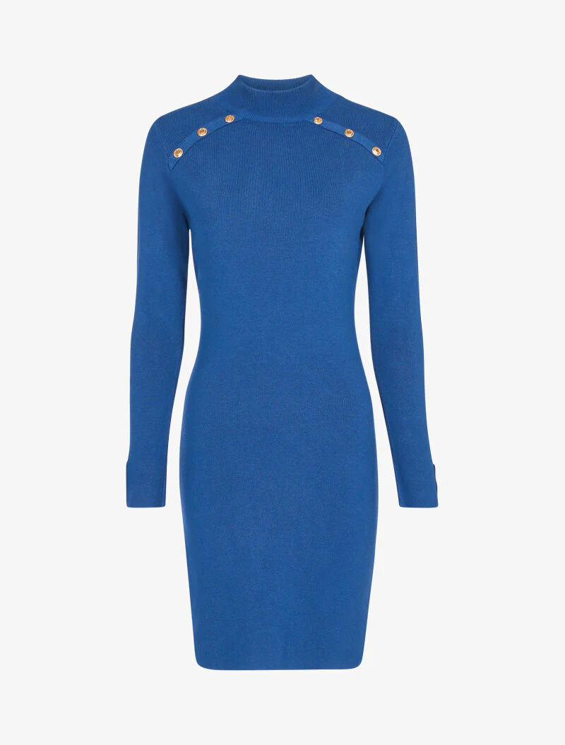 Robe pull à boutons contrastants - bleu charrette