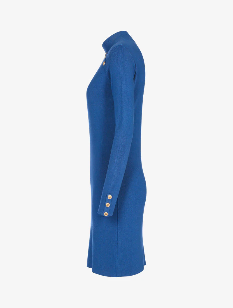 Robe pull à boutons contrastants - bleu charrette - Image 3