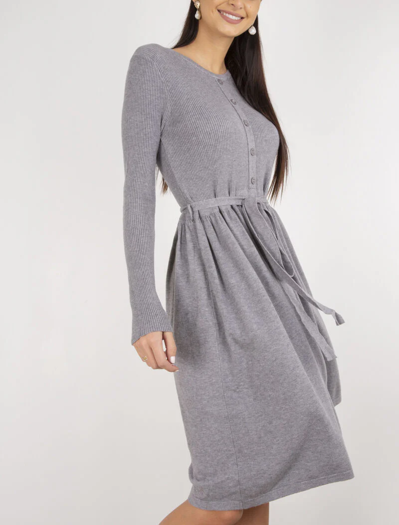 Robe-pull à buste boutonné - gris