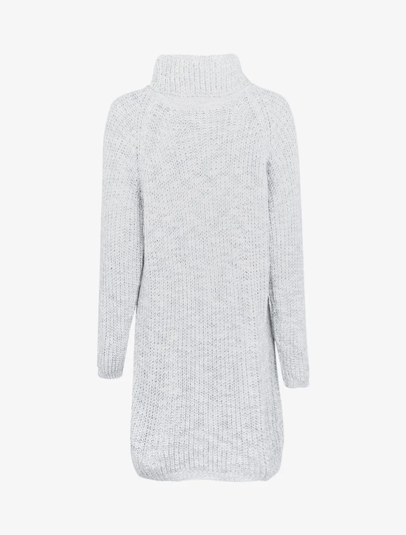 Robe pull à col roulé et manches raglan - Gris clair - Image 2