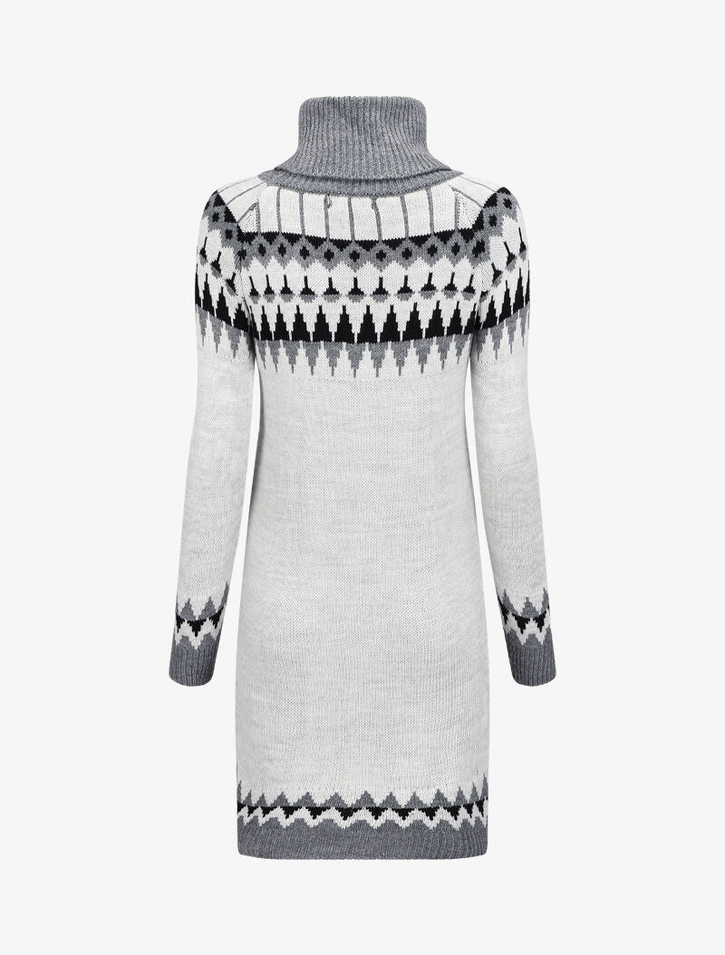 Robe pull à col roulé et motifs géométriques - Gris clair - Image 2