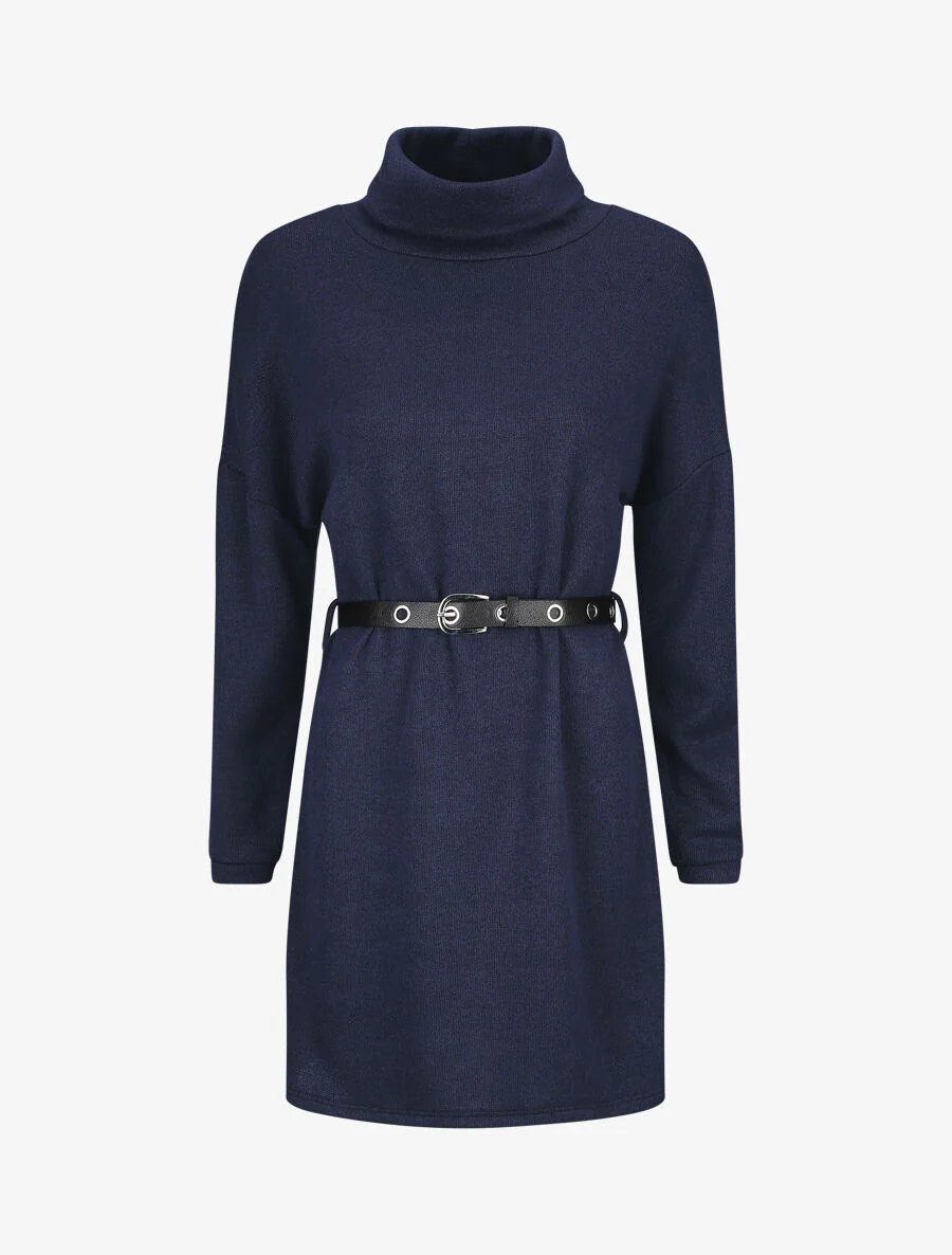 Robe pull à col roulé - Marine