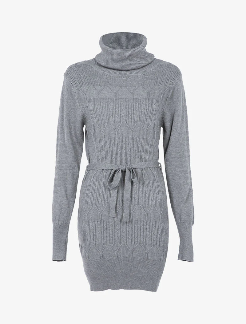 Robe-pull à détails côtelés graphiques - gris chiné