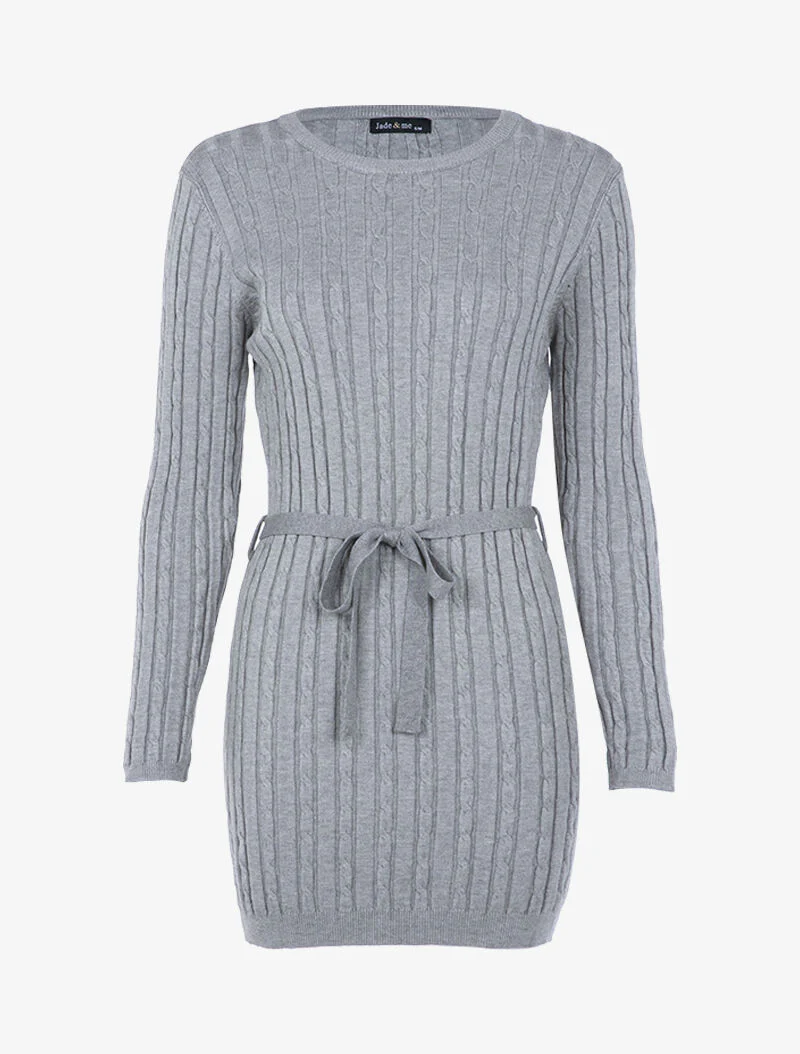 Robe-pull à détails torsadés - gris chiné