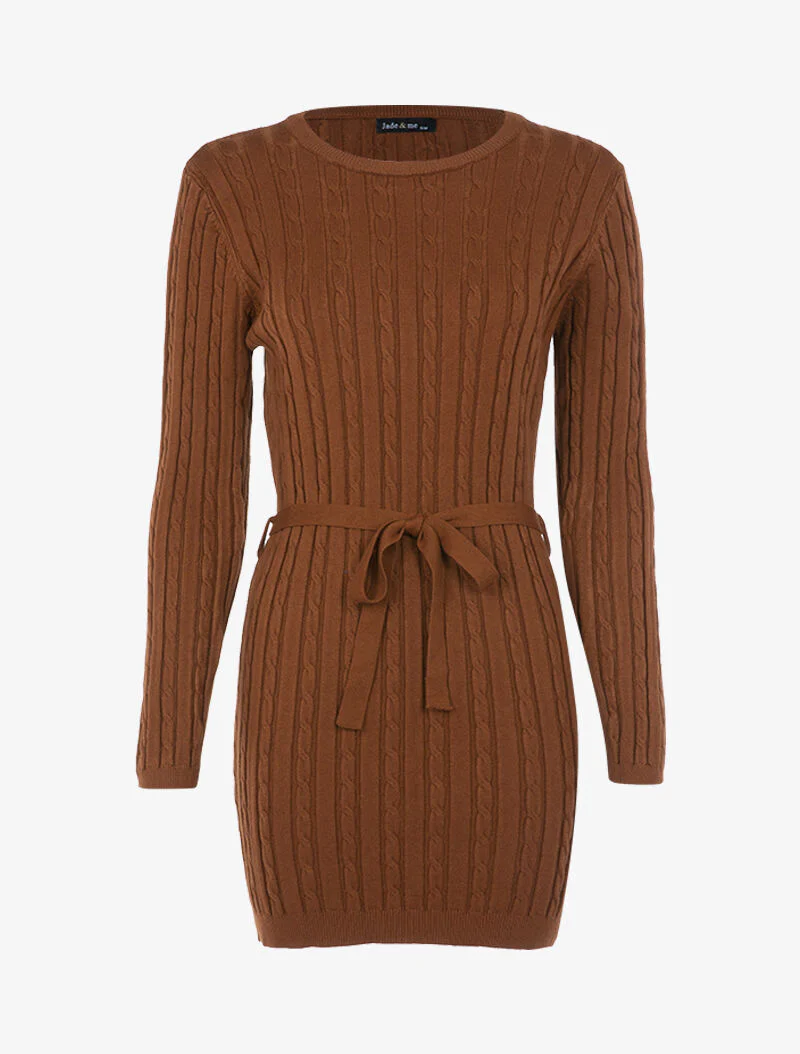 Robe-pull à détails torsadés - ocre
