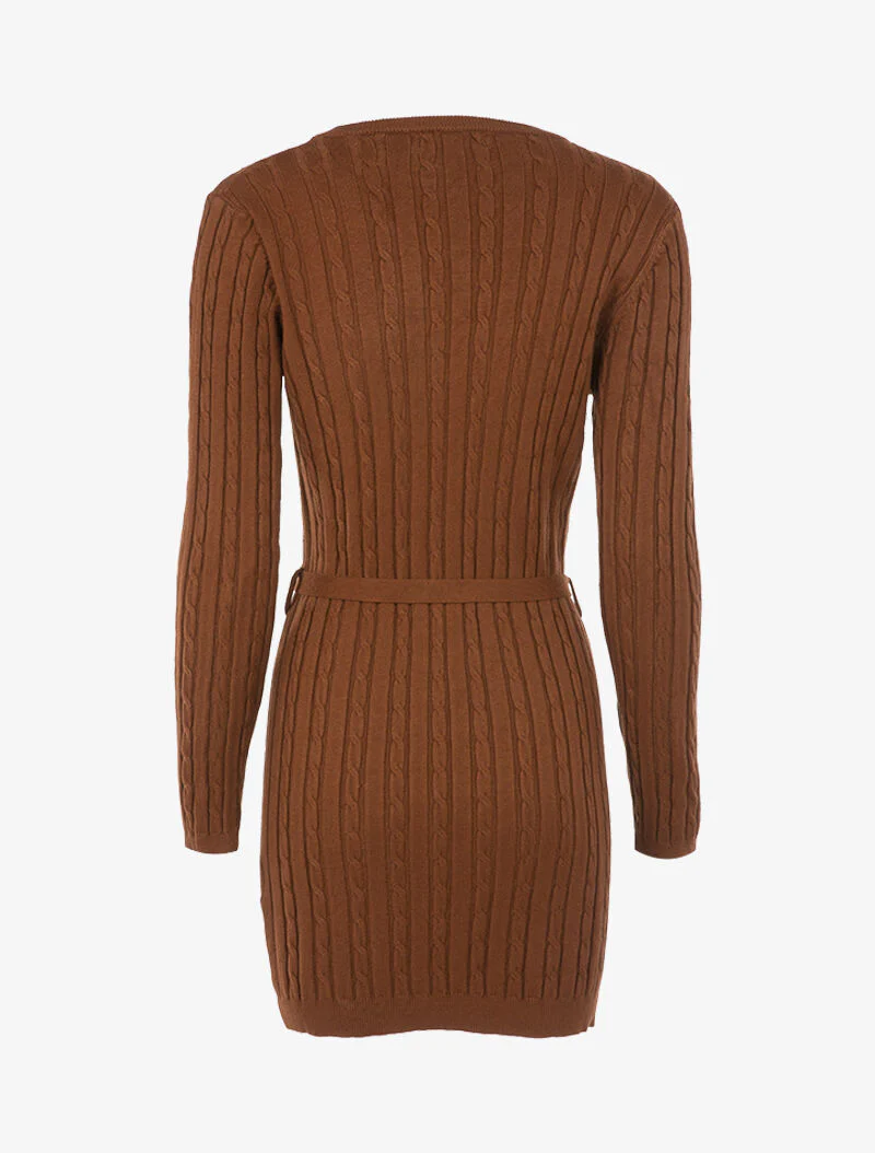 Robe-pull à détails torsadés - ocre - Image 2