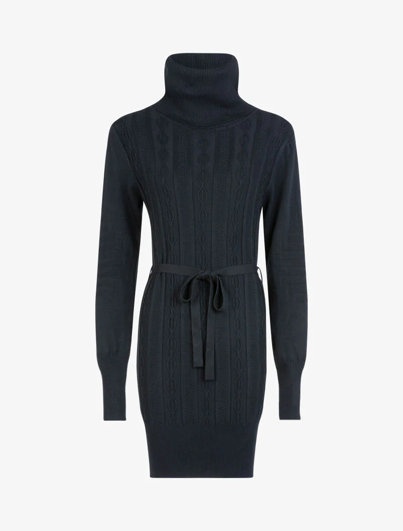 Robe-pull à détails tressés et relief - noir