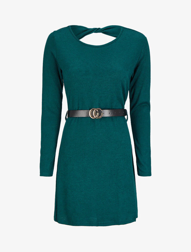 Robe pull à dos ouvert et détail torsadé - Vert sapin