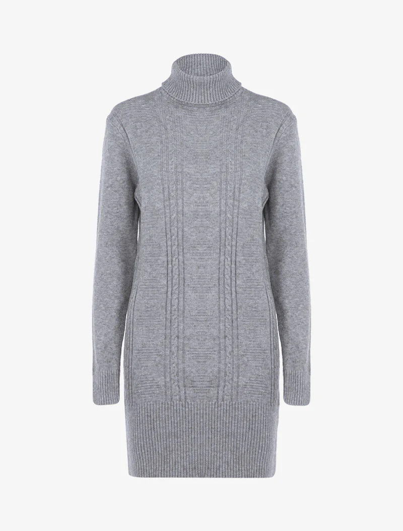 Robe pull à formes graphiques texturées et bandes - gris clair