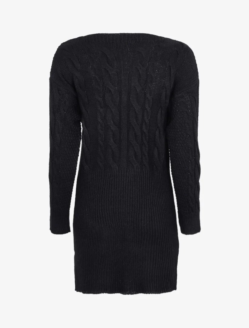 Robe pull à maille torsadée - Noir - Image 2