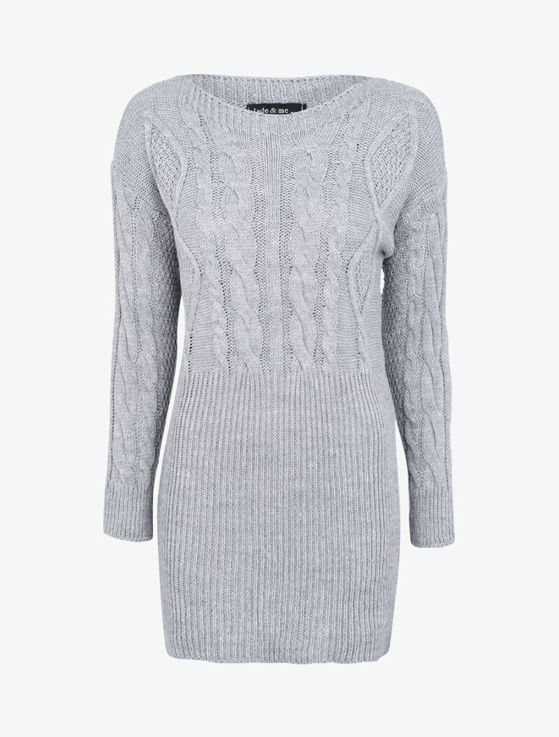 Robe pull à maille torsadée - Gris foncé