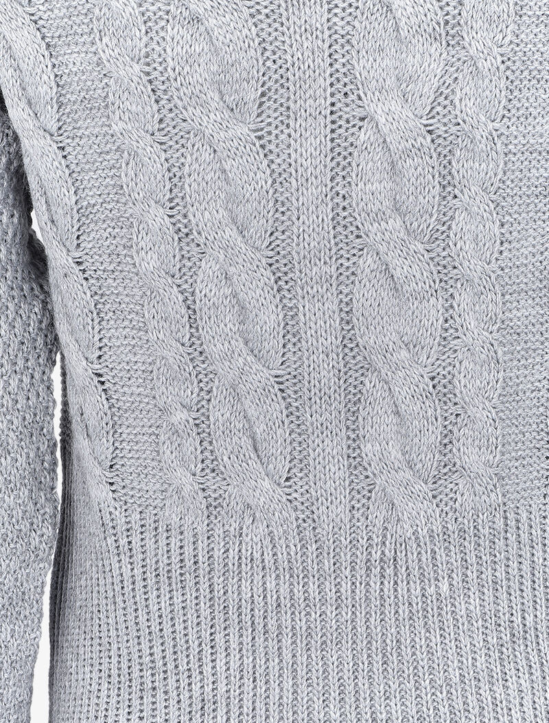 Robe pull à maille torsadée - Gris foncé - Image 3