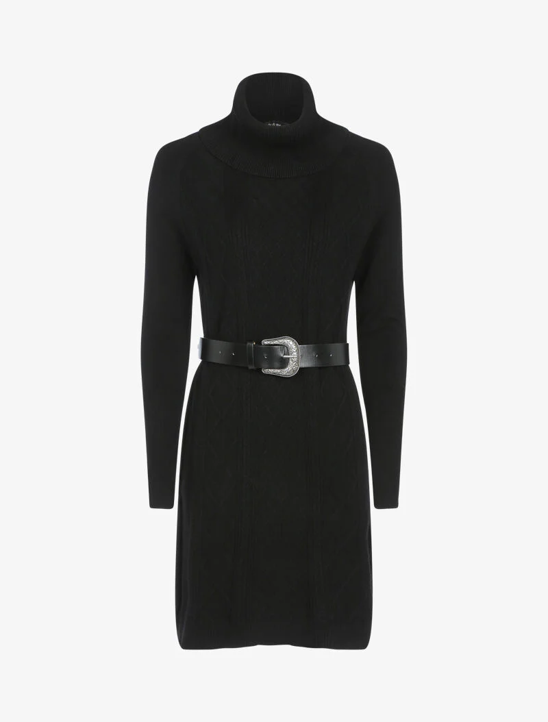Robe pull à manches bishop et détails géométriques - noir - Image 2