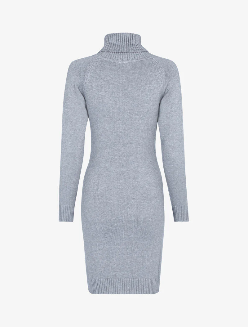 Robe-pull col roulé et maille torsadée - gris - Image 2