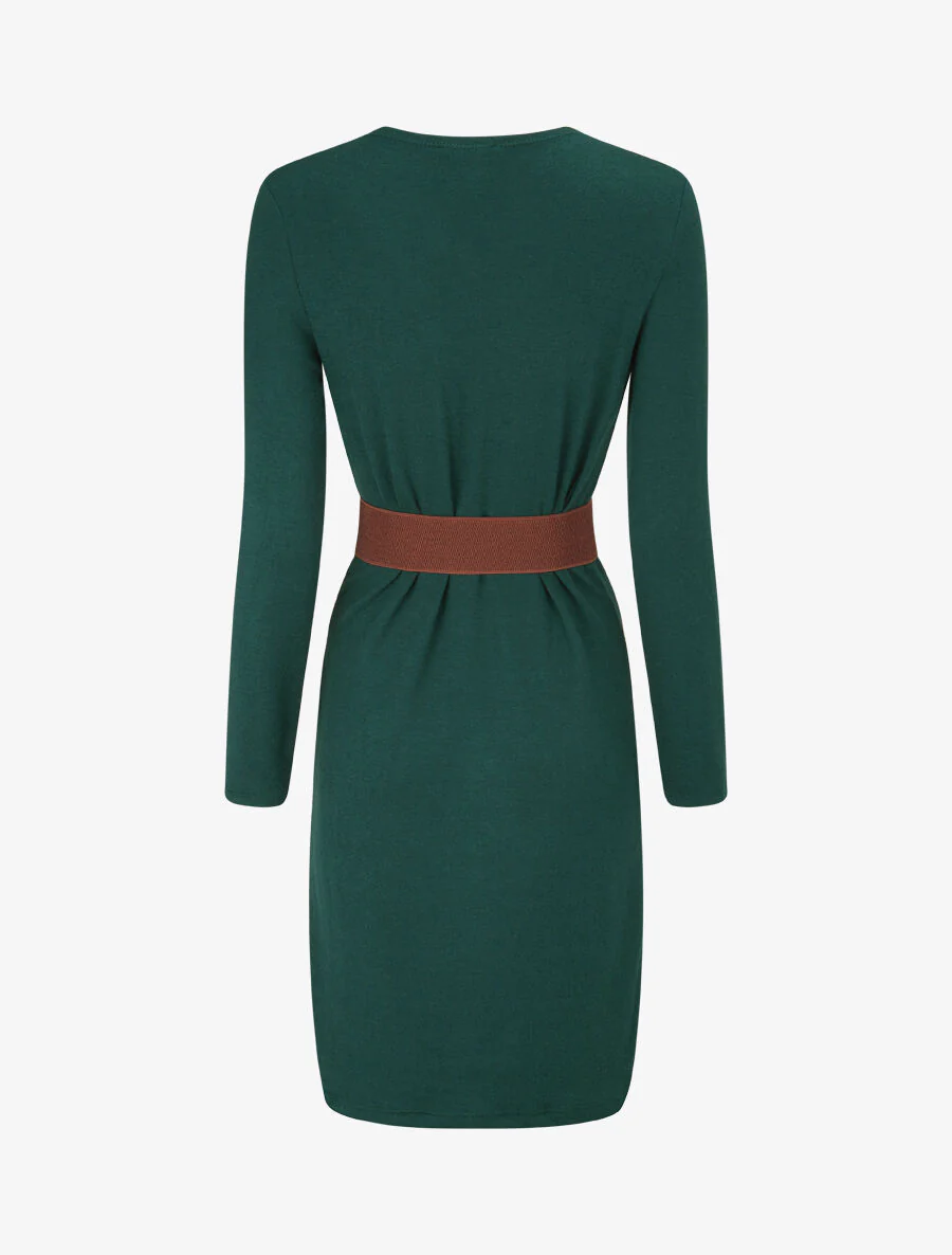 Robe pull col V fantaisie irisé - Vert - Image 2