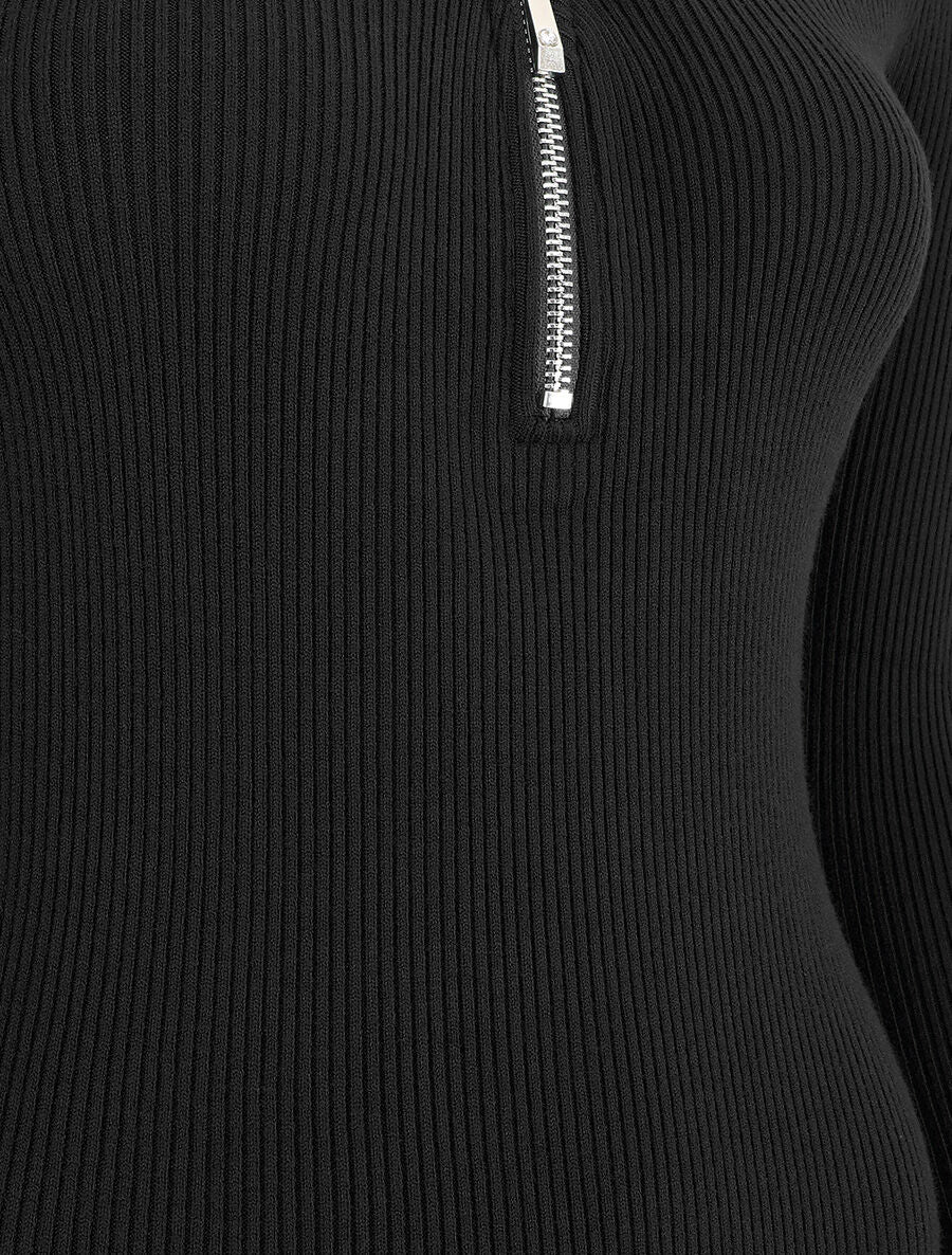 Robe pull côtelé à dos ajouré - Noir - Image 3