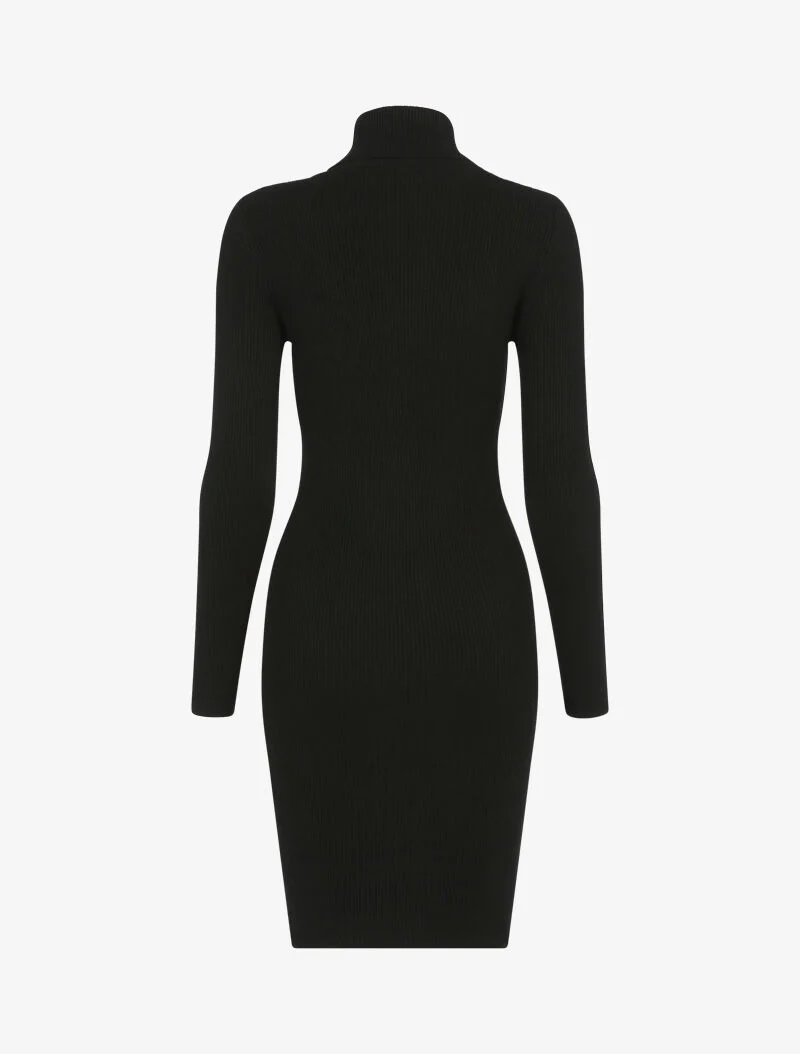 Robe-pull côtelée à col roulé - noir - Image 2