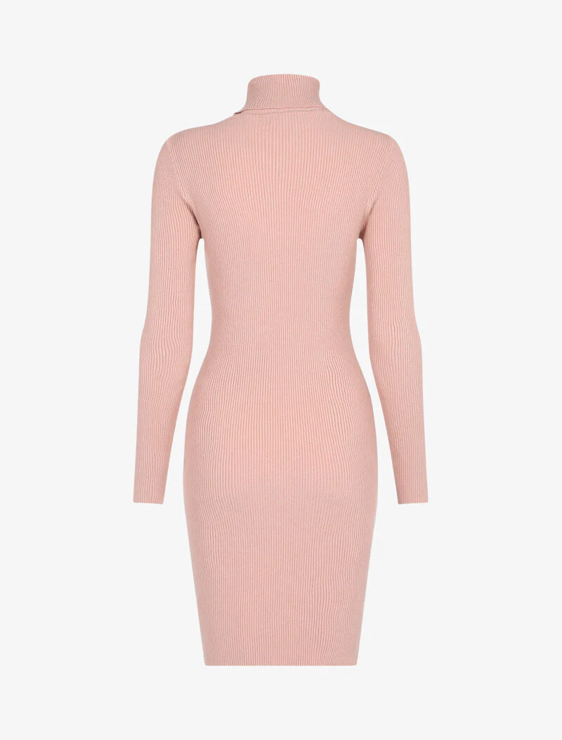 Robe-pull côtelée à col roulé - rose - Image 2
