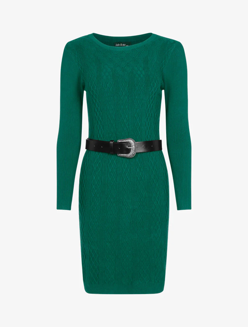Robe pull côtelée à détails géométriques - vert