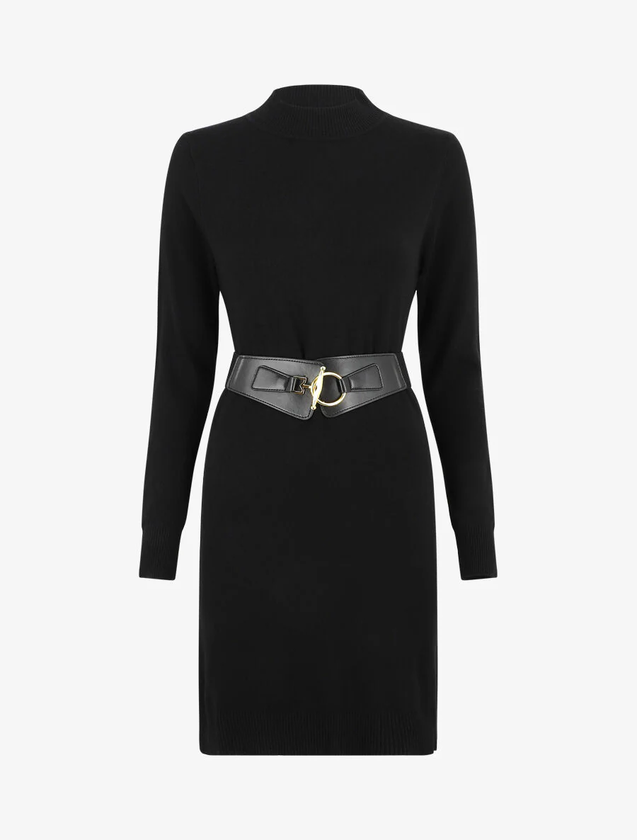 Robe pull courte à col montant - Noir