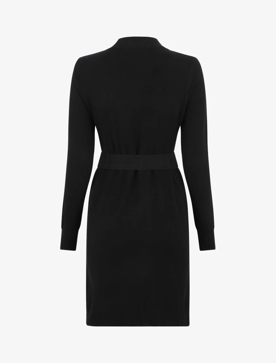 Robe pull courte à col montant - Noir - Image 2