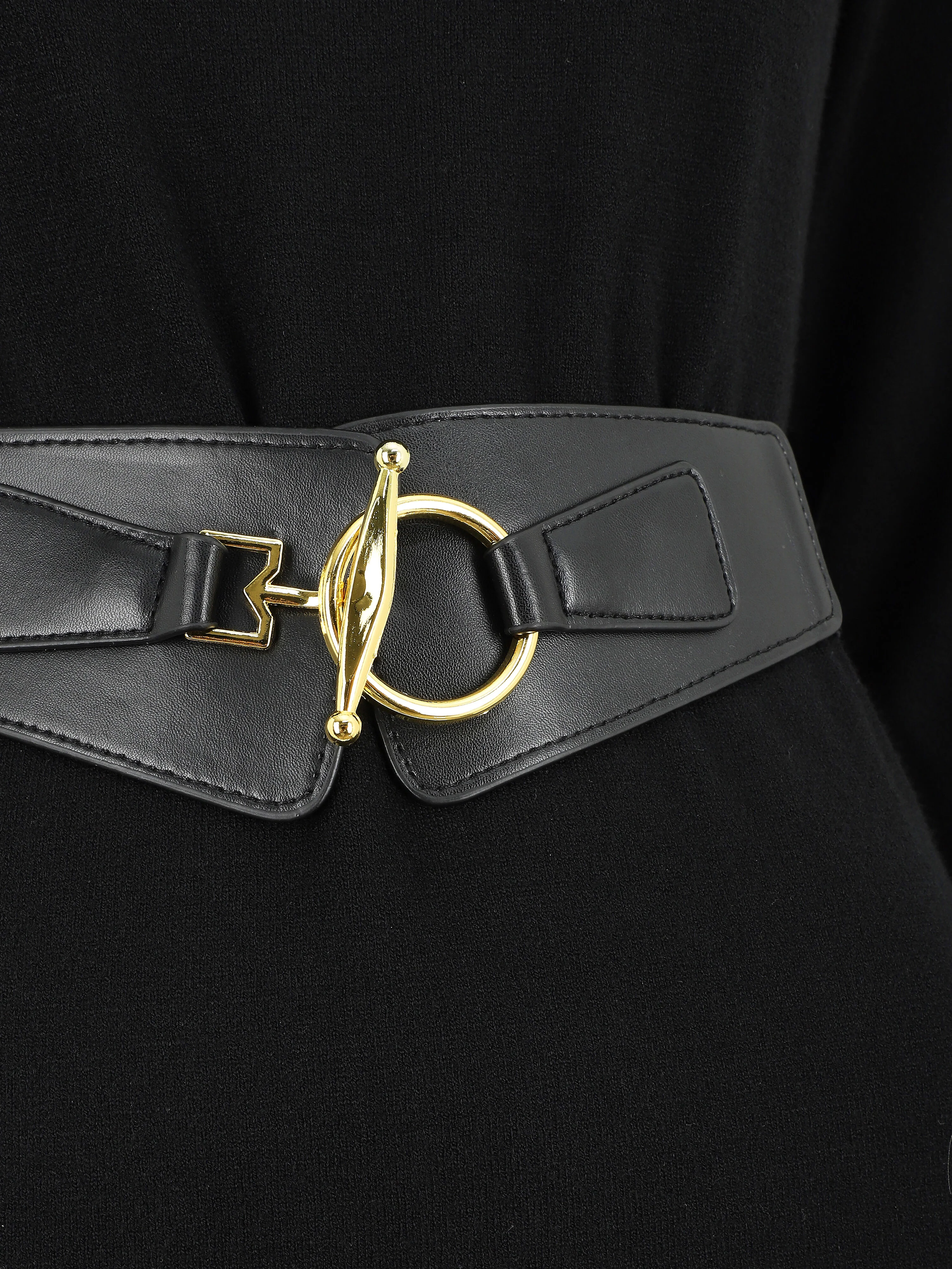 Robe pull courte à col montant - Noir - Image 3
