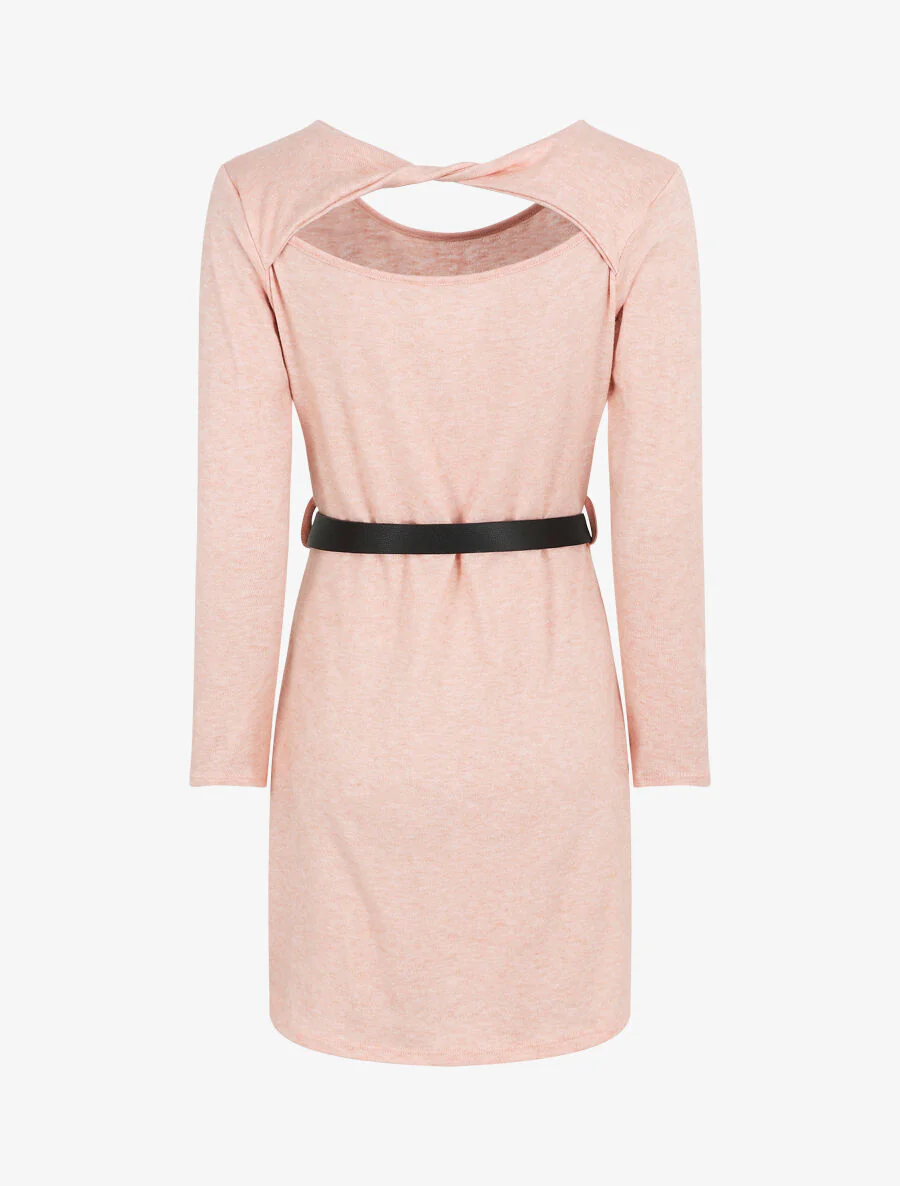 Robe pull courte à dos ajouré - Rose - Image 2