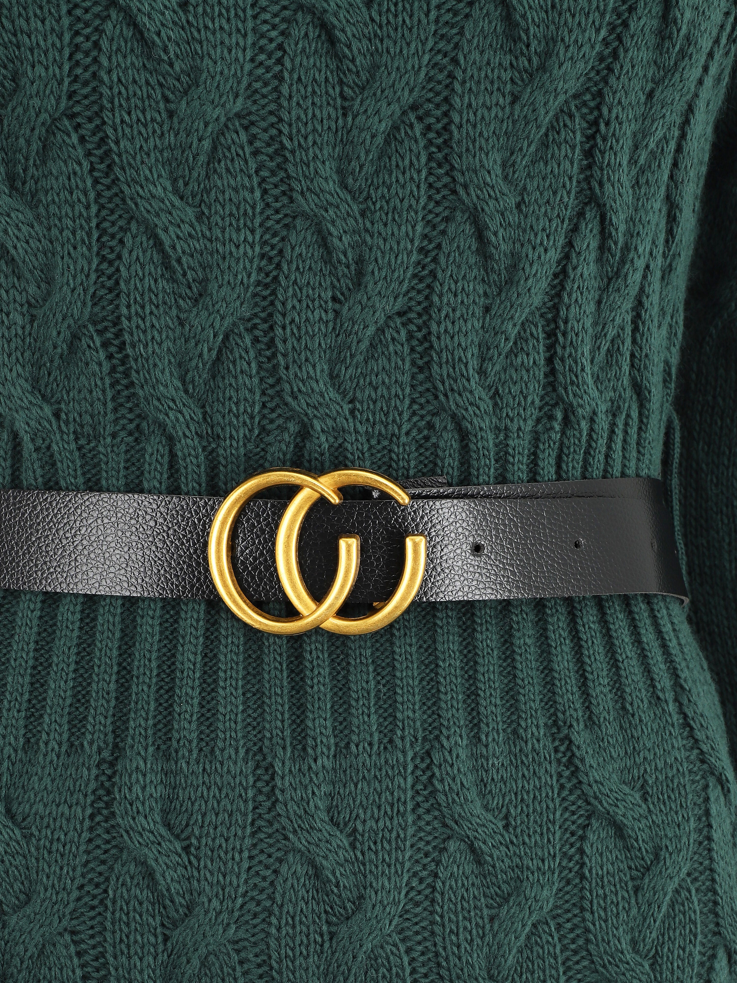 Robe pull courte effet tressé - Vert sapin - Image 3
