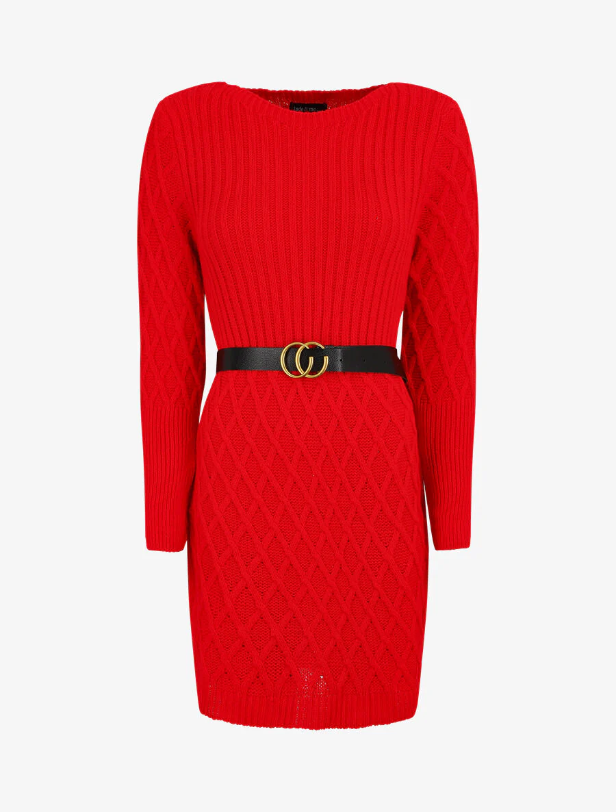 Robe pull courte - Rouge