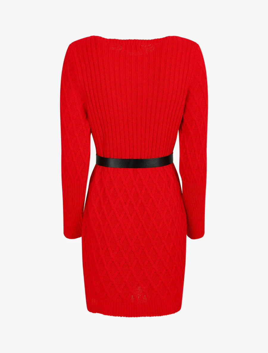 Robe pull courte - Rouge - Image 2
