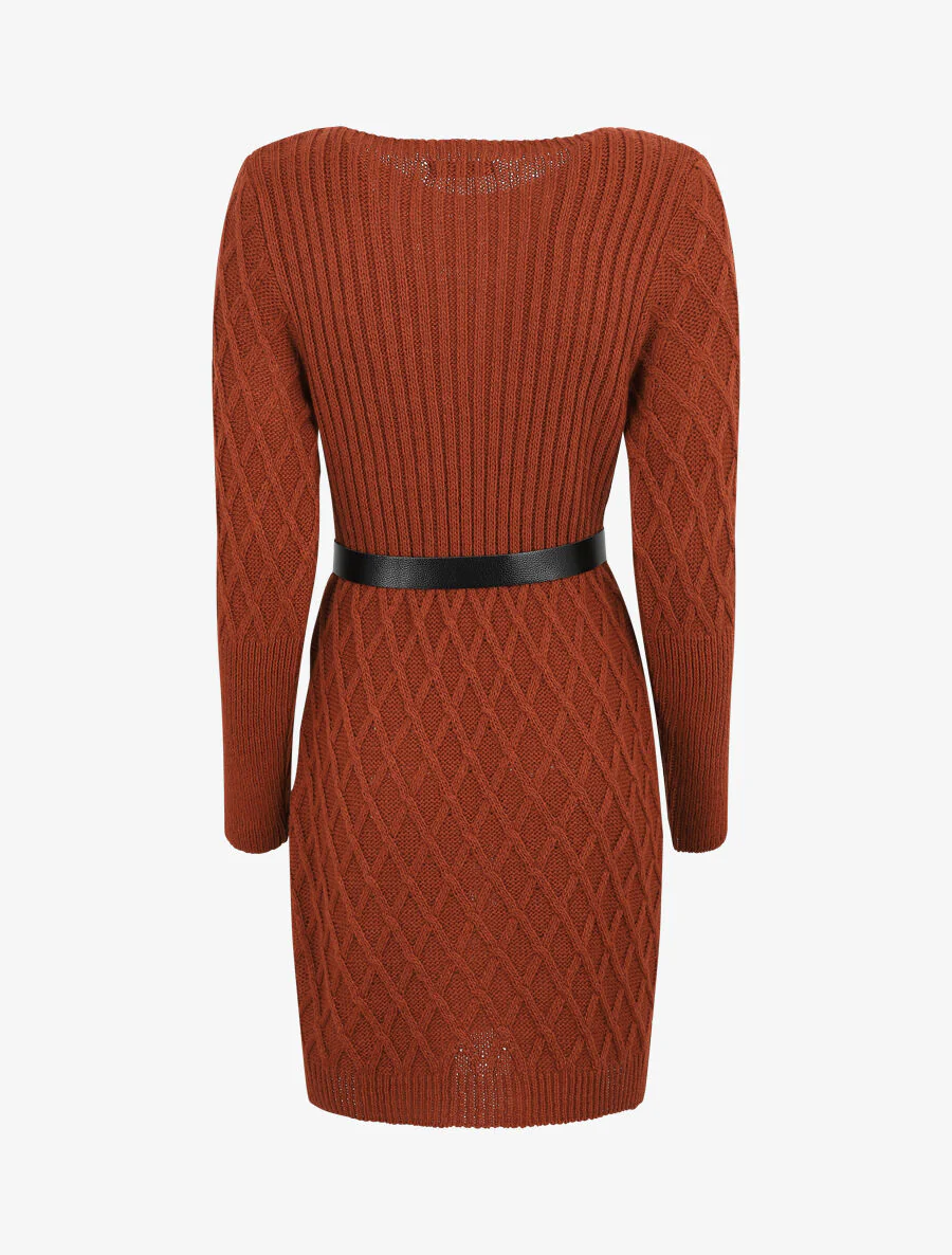 Robe pull courte - Rouille - Image 2