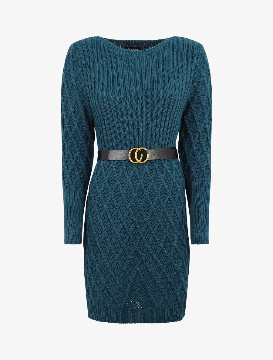 Robe pull courte - Bleu canard