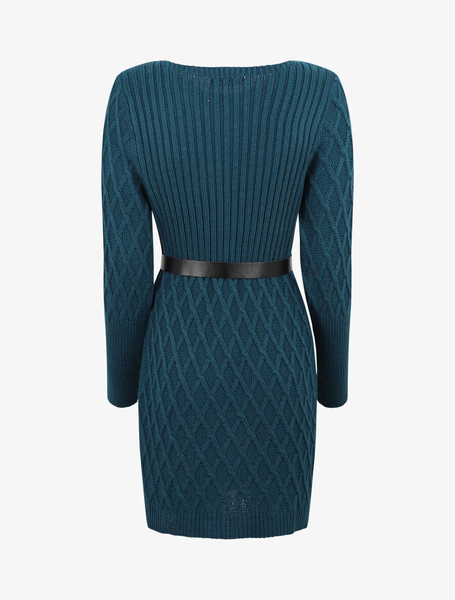 Robe pull courte - Bleu canard - Image 2