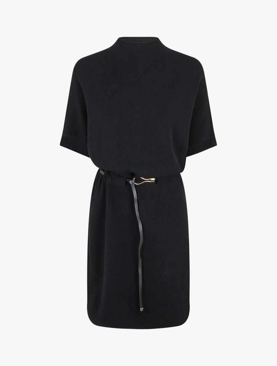 Robe pull droite à manches courtes - Noir