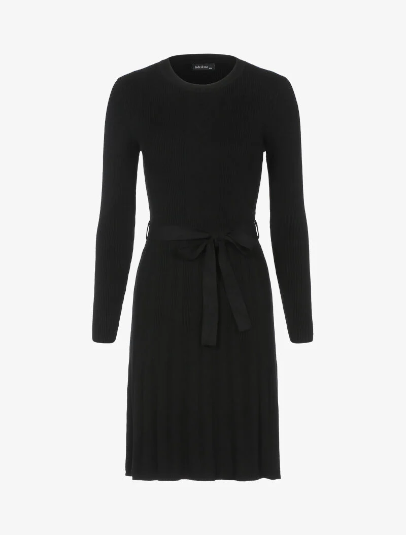 Robe pull en maille coupe patineuse - noir - Image 2
