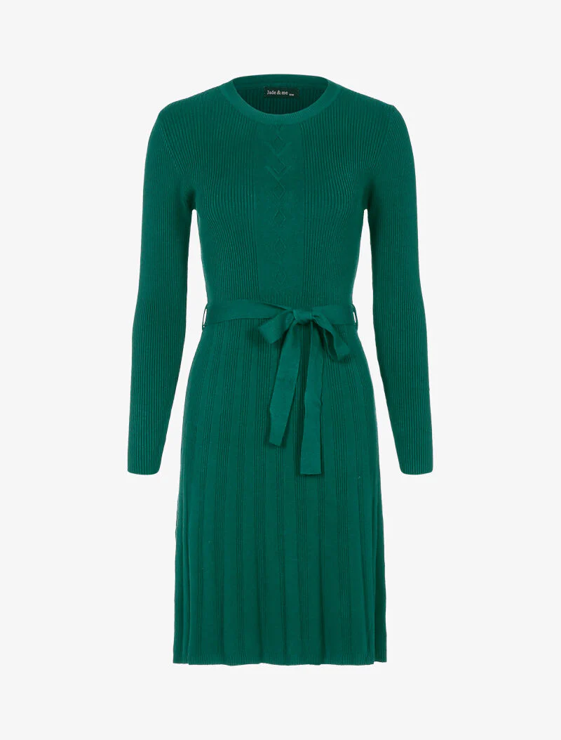 Robe pull en maille coupe patineuse - vert