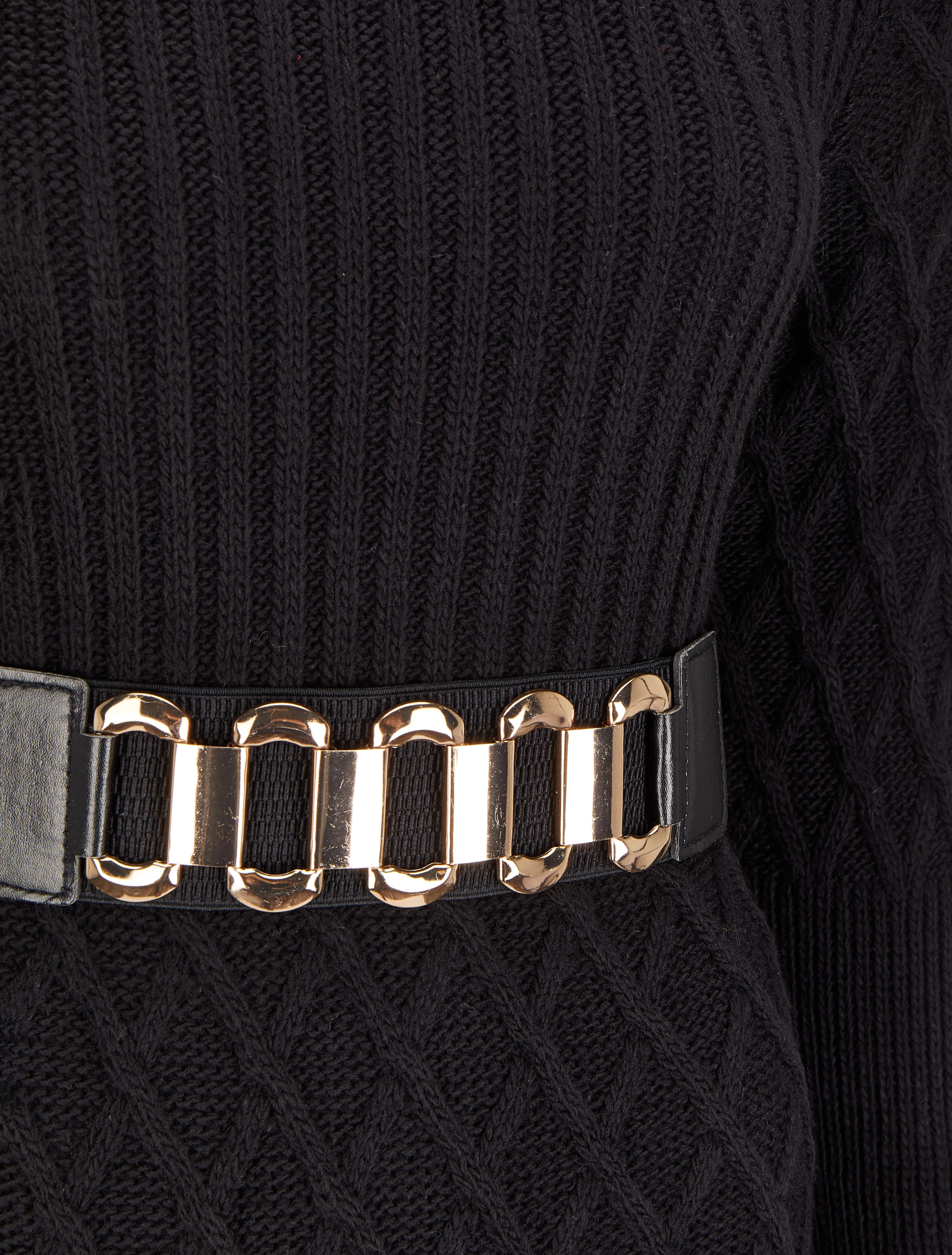Robe pull en maille effet croisé - Noir - Image 3