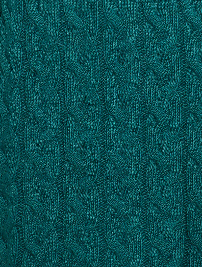 Robe pull en maille torsadée et taille côtelée - Bleu canard - Image 3