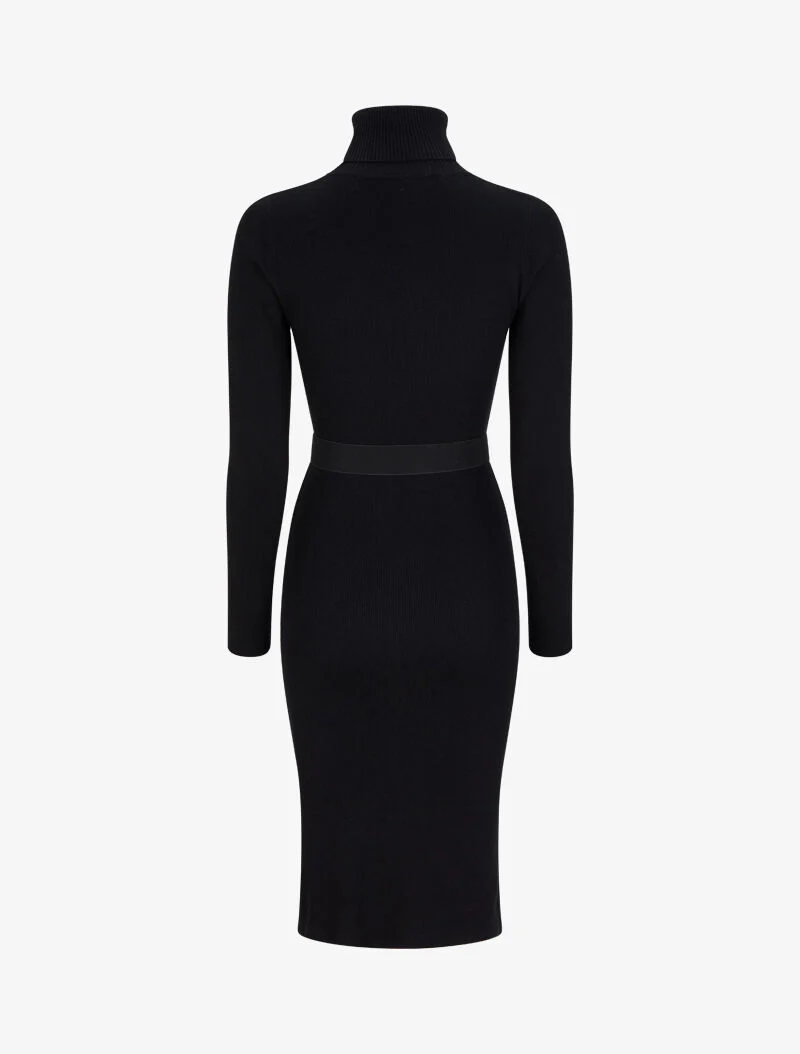 Robe pull longue à col roulé - Noir - Image 2