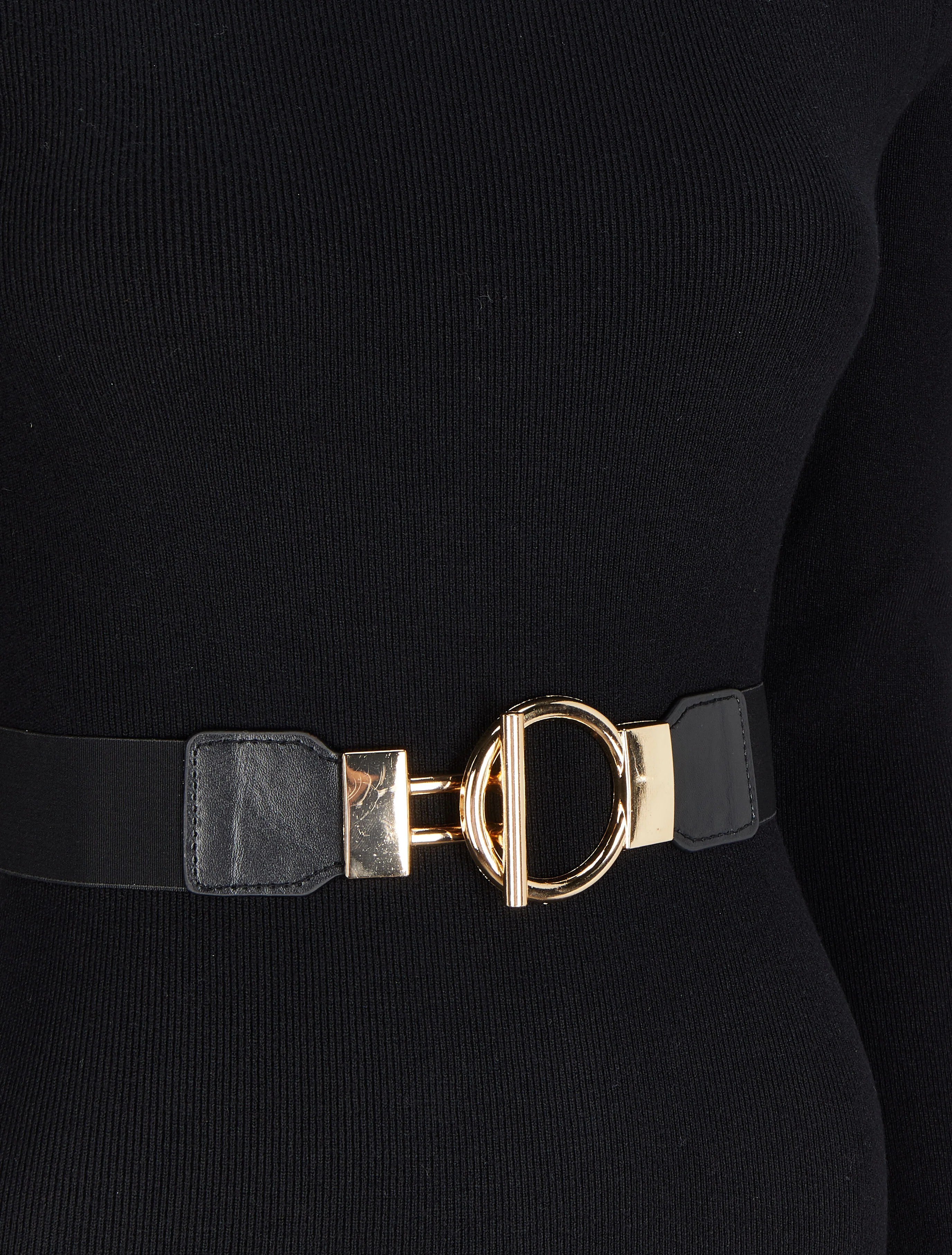 Robe pull longue à col roulé - Noir - Image 3