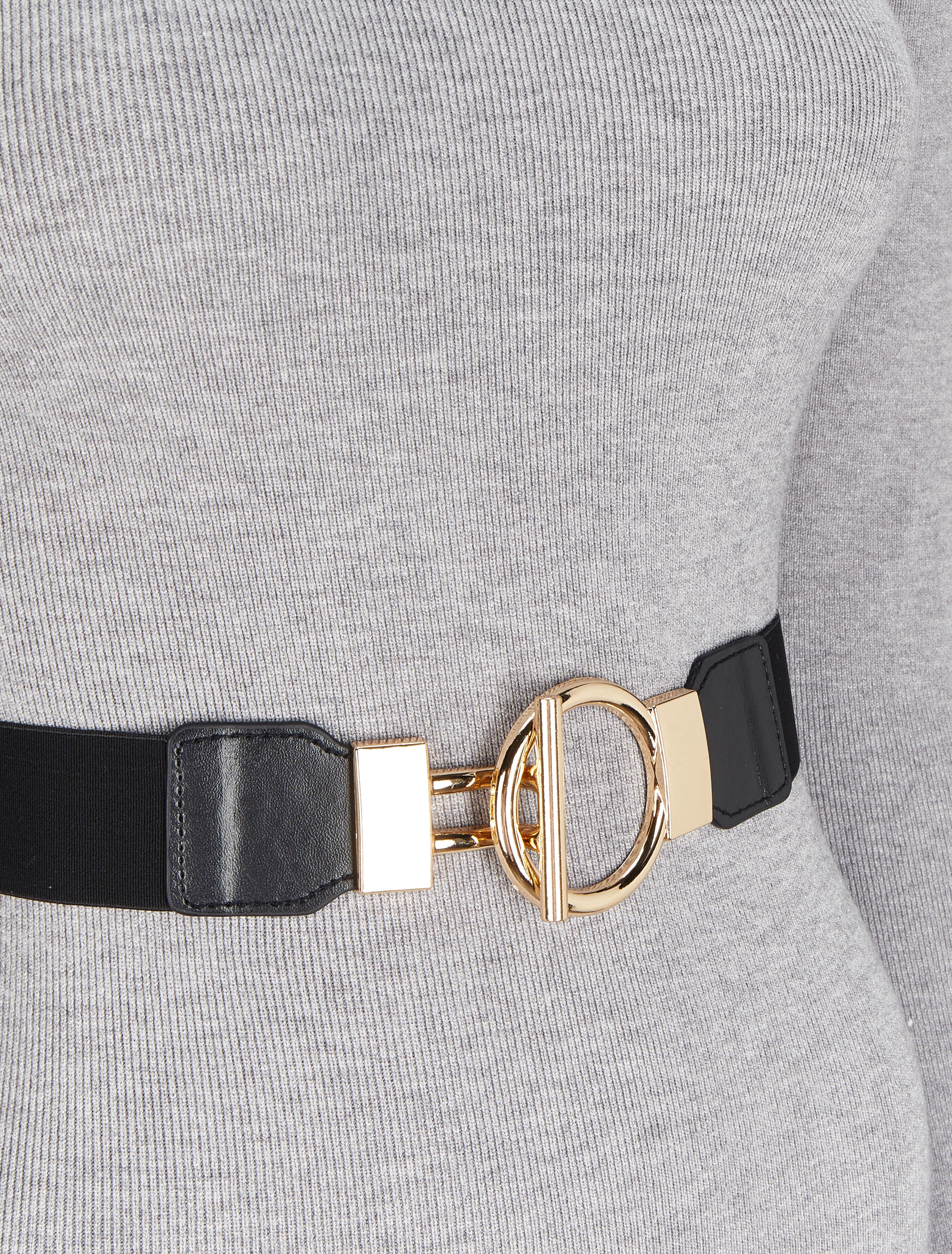 Robe pull longue à col roulé - Gris chiné - Image 3