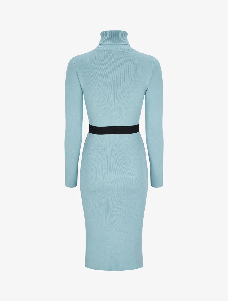 Robe pull longue à col roulé - Bleu ciel - Image 2