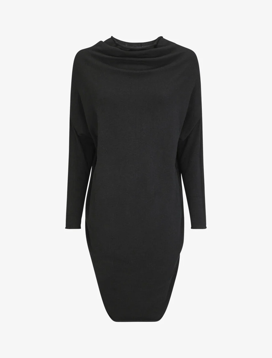 Robe pull mi-longue à boutons décoratifs au dos - Noir